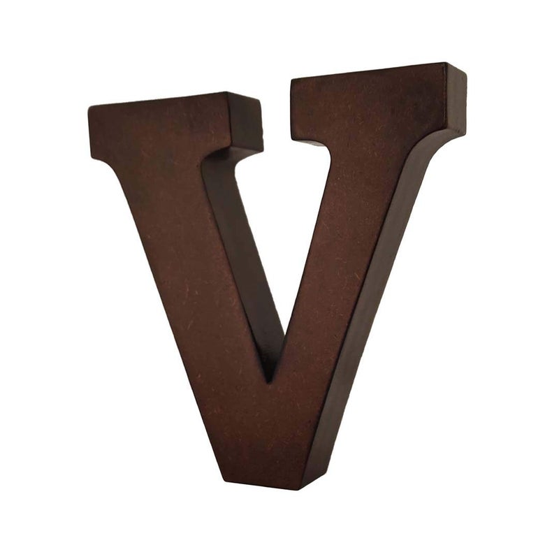 AKDAMA Wooden V Letter- English Upper Case Alphabets Cutouts for Art and Craft Work (V_Brown_15x2.5 cm) - Image 1