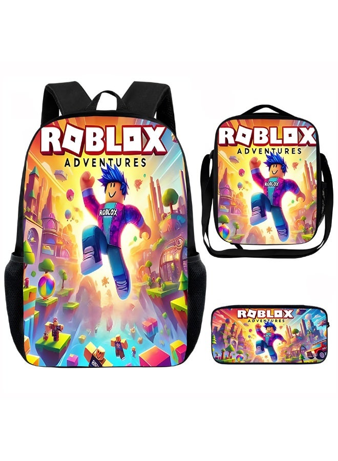 روبلوكس جديد روبلوكس على ظهره الغداء حقيبة مقلمة ثلاثة قطعة دعوى الرجال والنساء الترفيه الرياضة السفر على ظهره طالب المدرسة على ظهره - Image 1