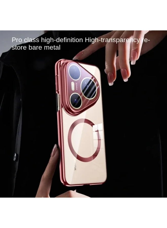 general Magnetic Case for Huawei Pura 80 Ultra 5G [Support Wireless Charging] Metal Camera Stand with All-inclusive Lens Film, Electroplated Clear Shockproof Cover - Image 4