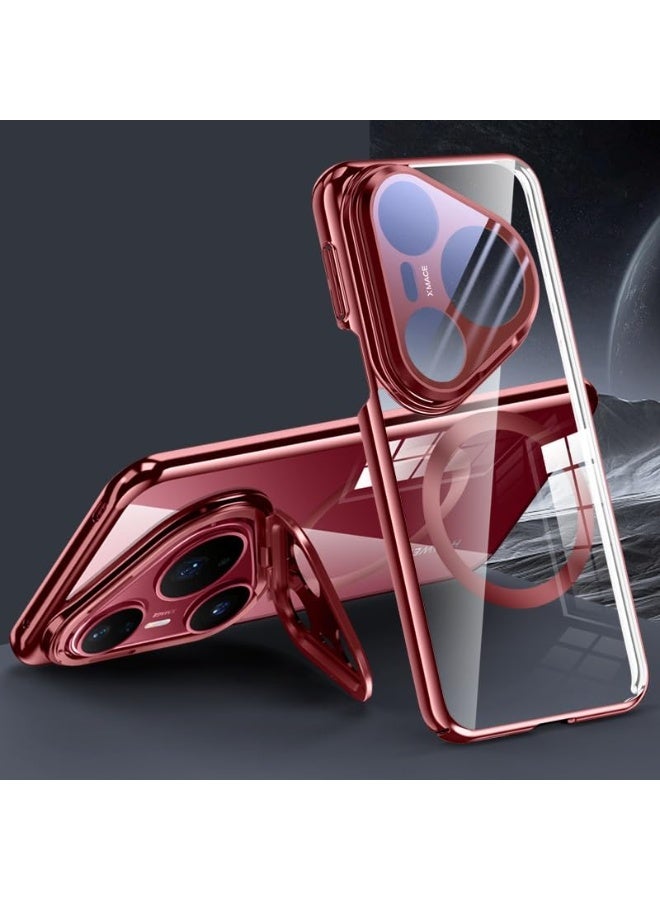 general Magnetic Case for Huawei Pura 80 Ultra 5G [Support Wireless Charging] Metal Camera Stand with All-inclusive Lens Film, Electroplated Clear Shockproof Cover - Image 1