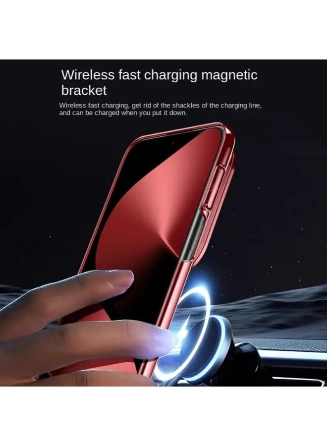 general Magnetic Case for Huawei Pura 80 Ultra 5G [Support Wireless Charging] Metal Camera Stand with All-inclusive Lens Film, Electroplated Clear Shockproof Cover - Image 3