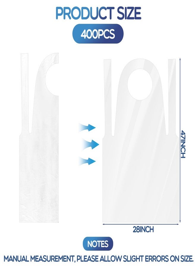 Cozypower 400 Pcs Bulk Plastic Disposable Aprons 28 x 47 Inches Heavyweight White Plastic Poly Apron for Adult Painting Crafts, Arts, Cooking, Commercial or Household Use - Image 2