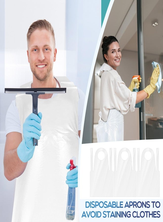 Cozypower 400 Pcs Bulk Plastic Disposable Aprons 28 x 47 Inches Heavyweight White Plastic Poly Apron for Adult Painting Crafts, Arts, Cooking, Commercial or Household Use - Image 5