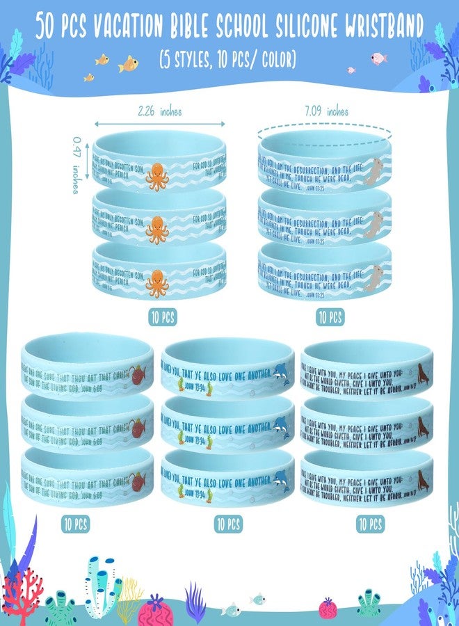 Suncalla 100 Pcs Christian Bracelets Bulk Inspirational Bible Verse Rubber Wristbands Sunday School Halloween Goodie Bag Stuffers Ocean Themed Party Favors Christmas Sea Animals Silicone Bracelets - Image 2