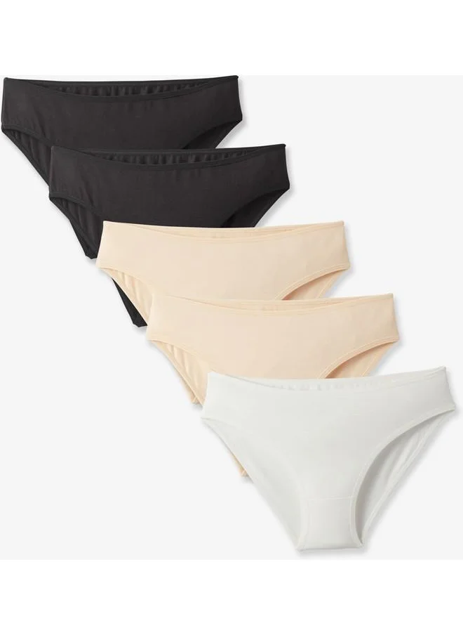 جون June Women 5-Pack Panties Black - Beige - Ecru