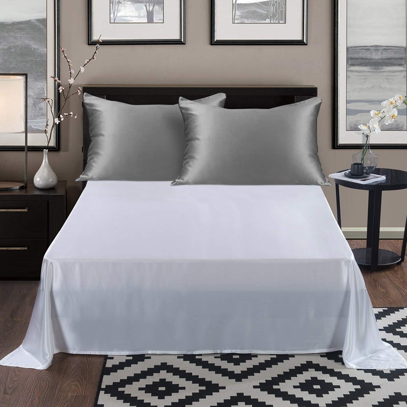 ALASKA BEAR Natural Silk Pillowcase, Hypoallergenic, 19 Momme, 600 Thread Count 100 Percent Mulberry Silk, Standard Size with Hidden Zipper (1pc, Iron Grey) - Image 5