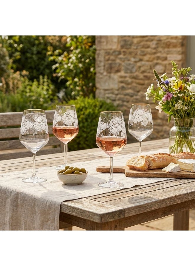 Rakle 4-Piece Real Gold Rim Wine Glass Set - Elegant 490ml Glassware for Wine Lovers, Ideal for Home Bar, Parties & Gifts - Stylish Soda Lime Glass Design - Image 4