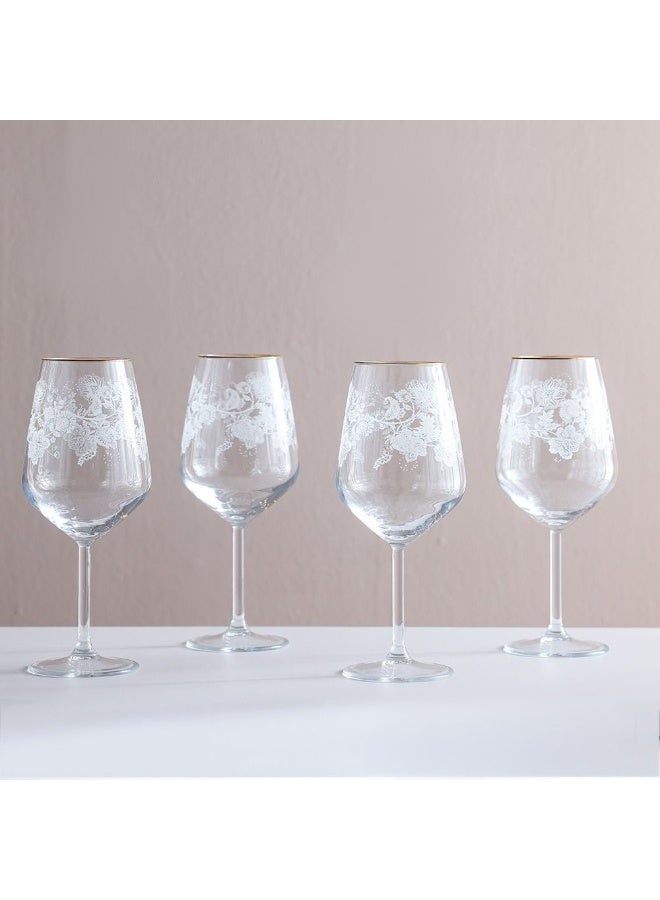 Rakle 4-Piece Real Gold Rim Wine Glass Set - Elegant 490ml Glassware for Wine Lovers, Ideal for Home Bar, Parties & Gifts - Stylish Soda Lime Glass Design - Image 1