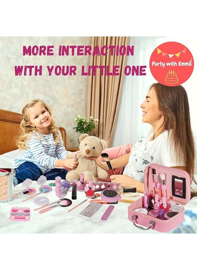 Party with Emma Party With Emma Kids Makeup Kit For Girl Real Washable Makeup Kit For Little Girls Over 8 Year Old Girls Makeup Set With Cute Princess Cosmetic Purse Girls Pretend Play Toy Toys (Mermaid Box)  - Image 5