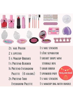 Generic Party With Emma Kids Makeup Kit For Girl Real Washable Makeup Kit For Little Girls Over 8 Year Old Girls Makeup Set With Cute Princess Cosmetic Purse Girls Pretend Play Toy Toys (Mermaid Box)  - Image 2
