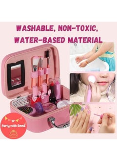Generic Party With Emma Kids Makeup Kit For Girl Real Washable Makeup Kit For Little Girls Over 8 Year Old Girls Makeup Set With Cute Princess Cosmetic Purse Girls Pretend Play Toy Toys (Mermaid Box)  - Image 3