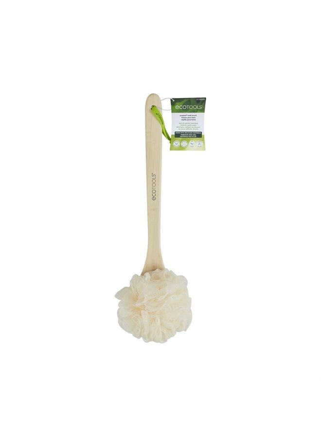 Ecotools EcoPouf Bath Brush, Shower Loofah with Long, Ergonomic Handle, Cleans Hard-to-Reach Areas, Deep Cleansing & Exfoliating, Recycled Netting, Perfect for Men & Women, 1 Count - Image 1
