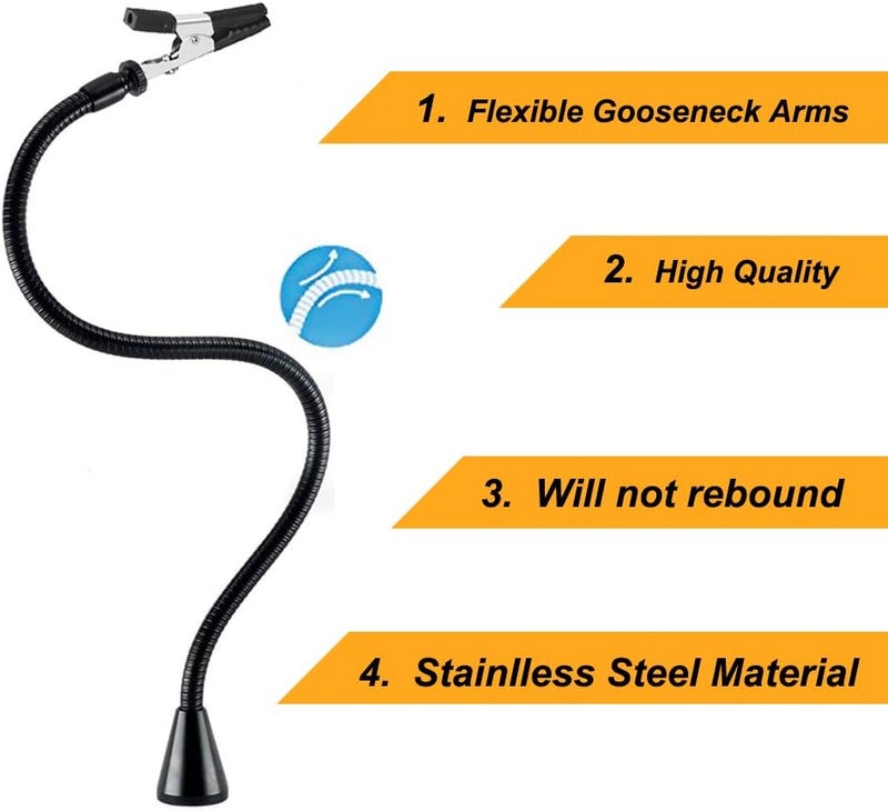 NOEVSBIG Magnetic Helping Hands Soldering Station with Large & Heavy Duty Base, 6 PCB Holders,5 Flexible Arms with Precision 360 Degree Alligator Clip Helping hands for Soldering Electronic Repair DIY - Image 5
