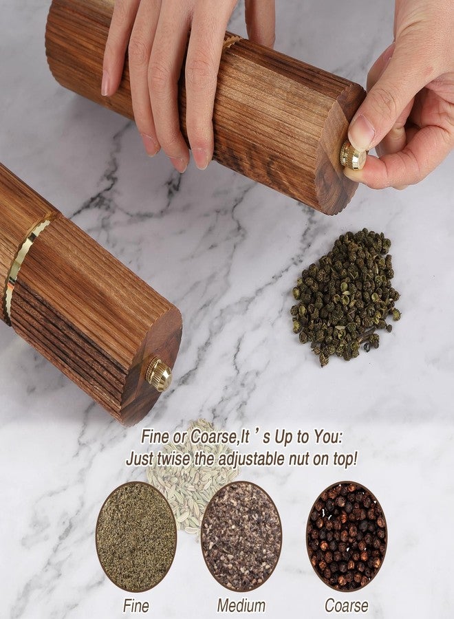 UNIOVC Wooden Pepper Grinder Pepper Mill,Adjustable Coarseness Salt Pepper Grinder Shaker Pepper Grinder Refillable,Acacia Wood Salt Grinder for Your Kitchen - Image 3