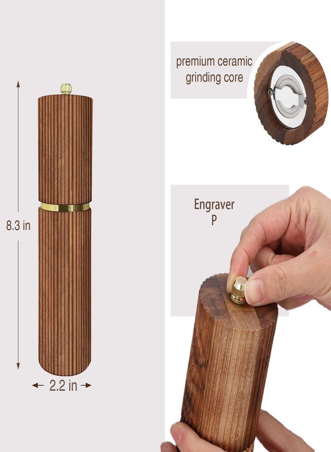 UNIOVC Wooden Pepper Grinder Pepper Mill,Adjustable Coarseness Salt Pepper Grinder Shaker Pepper Grinder Refillable,Acacia Wood Salt Grinder for Your Kitchen - Image 2