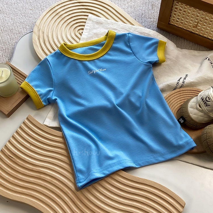 New Girls Short-Sleeved T-Shirt Modal Fashionable Kidsren's Half-Sleeved T-Shirt Baby Girl Bottoming Shirt Z013 - Image 5