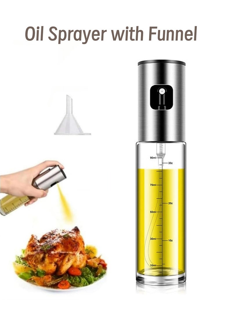 MJZ 100ml Oil Sprayer for Cooking Glass Olive Oil Dispenser Bottle for Kitchen, Premium Glass Oil Bottle, Food Grade Oil Mister for Air Fryer, Salad, Frying, BBQ - Image 1