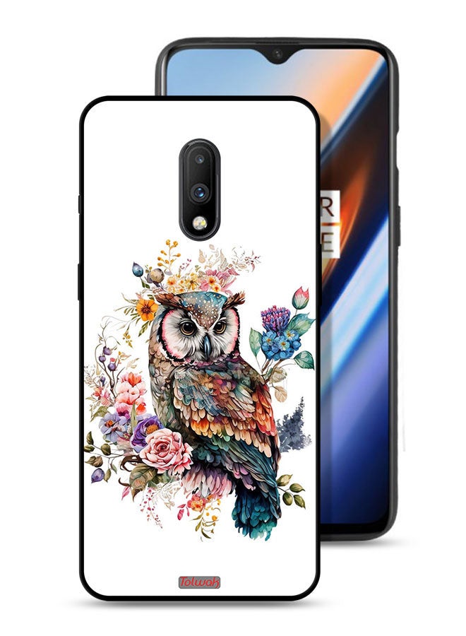 Tolwak OnePlus 7 Protective Case Cover Owl Abstract Art - Image 1