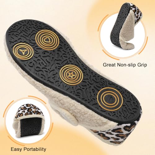 Scurtain Leopard Non Slip Rubber Slippers - Warm Bathroom Sock Shoes, Washable Summer House Shoes, Foldable Sandal Slippers for Women & Men - Image 5