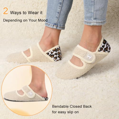 Scurtain Leopard Non Slip Rubber Slippers - Warm Bathroom Sock Shoes, Washable Summer House Shoes, Foldable Sandal Slippers for Women & Men - Image 2