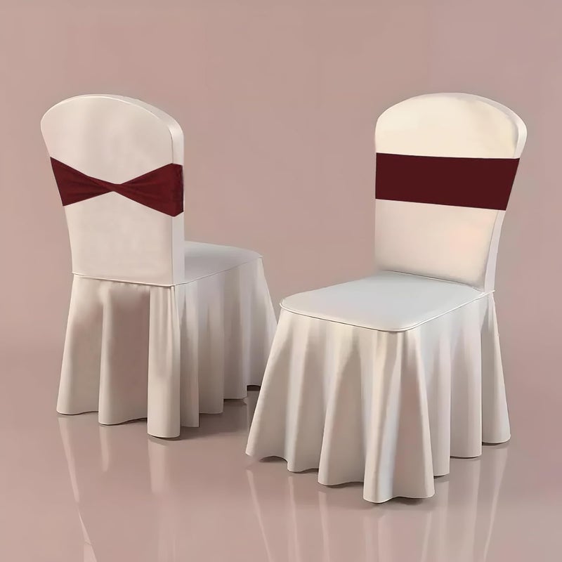Aulufft 50 Pcs Spandex Stretch Chair Sashes Plain Bow Sash Elastic Chair Bands Without Buckle Chairs Decorations for Wedding Party Banquet Birthday Events Decoration(Burgundy) - Image 3