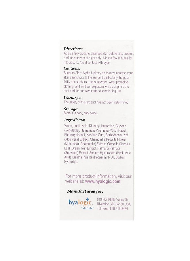 Hyalogic Hyalogic, Lactic Acid Exfoliating Serum With Hyaluronic Acid, 1 fl oz (30 ml)  - Image 3