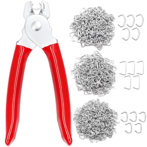 Ruibapa 285 pcs Hog Rings with Straight Hog Ring Pliers Kit 3/4" 1/2" 3/8 "Galvanized Hog Rings for Animal Pet Cages、Ropes、Bagging、DIY Craft、Furniture - Image 1