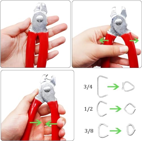 Ruibapa 285 pcs Hog Rings with Straight Hog Ring Pliers Kit 3/4" 1/2" 3/8 "Galvanized Hog Rings for Animal Pet Cages、Ropes、Bagging、DIY Craft、Furniture - Image 4