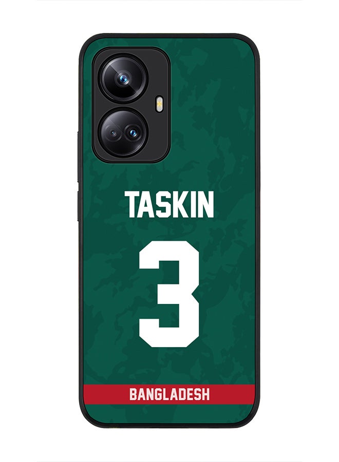 Stylizedd Cover for Realme 10 Pro Plus 5G Case , Rugged Black Slim fit Flexible Thin Protective Phone Cases - Player Name - Taskin Ahmed, Jersey Number- 3 - Image 1