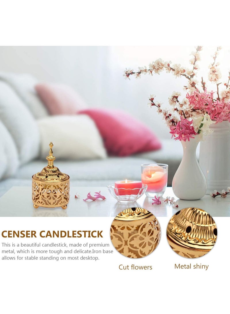 Incense Burner 2 Pcs, Vintage Incense Burner with Incense Holder, Metal Hollow out Stand Incense Home Decor Office Tea House for Use with Resin Granular Powder Cone or Coil Incense  - Image 3