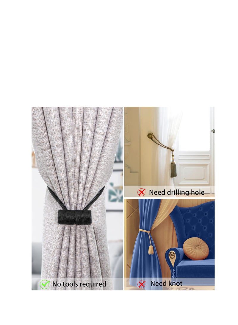 SYOSI Magnetic Curtain Tiebacks Clips, 4Pcs Curtain Holdbacks, Decorrative Drapery Rope Tie Backs, for Home Office Decorative Blackout Sheer Twist Curtain Window Decor - Image 5