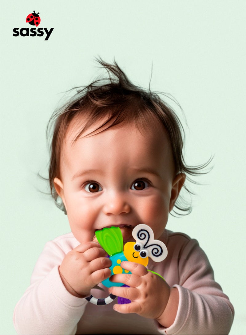 Sassy Flutterby Teether | BPA-Free Water-Filled Teething Toy for Infants 3+ Months | Multi-Textured | Easy Grip | Soothing Relief for Sore Gums | Safe for Babies | 12 x 20 cm - Image 2