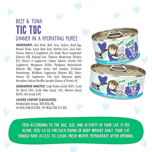 Weruva B.F.F. Play - Best Feline Friend Paté Lovers, Aw Yeah!, Beef & Tuna Tic TOC with Beef & Tuna, 5.5oz Can (Pack of 8) - Image 4