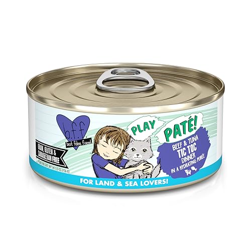 Weruva B.F.F. Play - Best Feline Friend Paté Lovers, Aw Yeah!, Beef & Tuna Tic TOC with Beef & Tuna, 5.5oz Can (Pack of 8) - Image 1