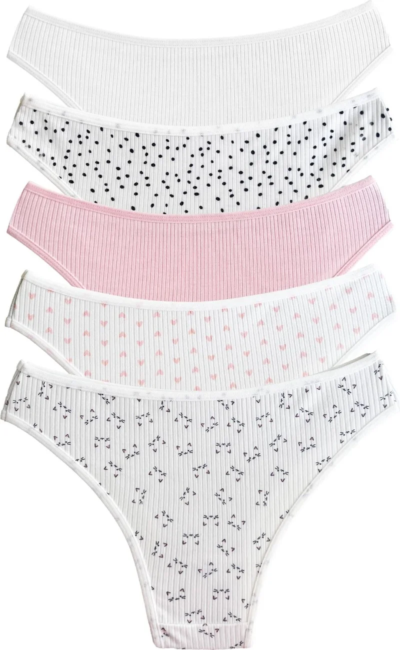 COTTONHILL Cotton Patterned Camisole Women Brazilian Panties 5-Pack