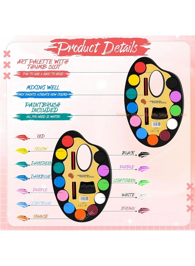 سيلي مي مجموعة هدايا عيد ميلاد SILLYME المكونة من 12 قطعة للأطفال - لوحة ألوان مائية مع فرشاة طلاء - هدية عيد ميلاد للأطفال من سن 6 إلى 10 سنوات - هدية عيد ميلاد بالجملة للأطفال من سن 6 إلى 12 سنة - Image 2