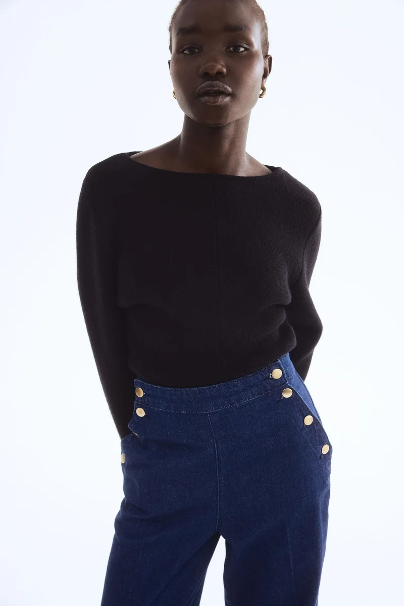 H&M Button-detail denim trousers