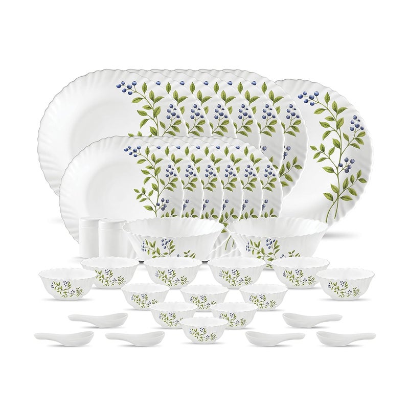 Laopala La Opala, Novo Collection, Opal Glass Dinner Set 35 pcs, Lush Greens, White - Image 1