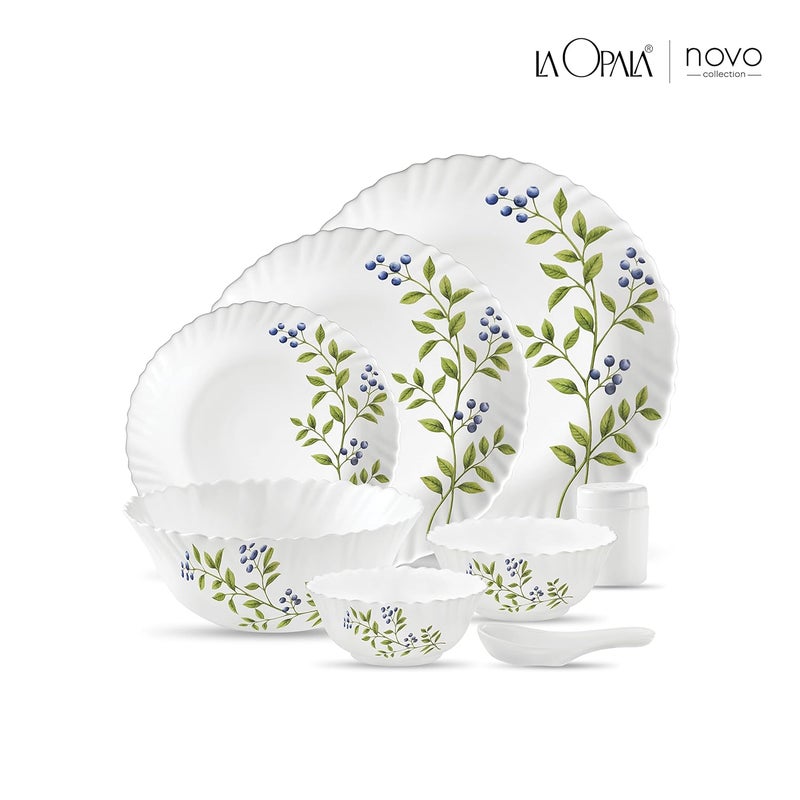 Laopala La Opala, Novo Collection, Opal Glass Dinner Set 35 pcs, Lush Greens, White - Image 2