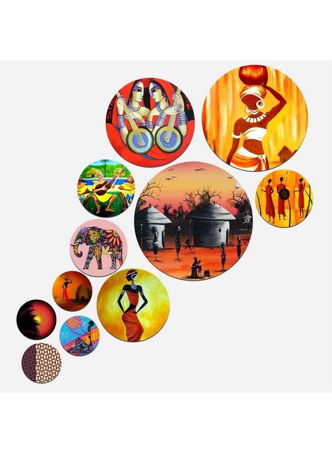 Artvibes Designer MDF Wooden Wall Hanging Ornaments Decoration Item for Home | Office | Gift | Wall Art | Living Room | Bedroom | Wall Decorative Items (WPS_127N), Pack of 11 Pieces - Image 1