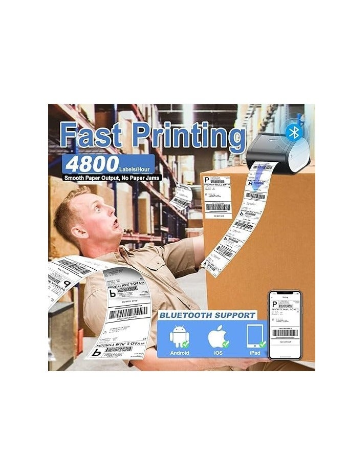 AIMO طابعة حرارية بلوتوث - D520-BT طابعة ملصقات الشحن 4x6 للأعمال الصغيرة والطرود/الباركود/العنوان/ملصق البريد - Image 2