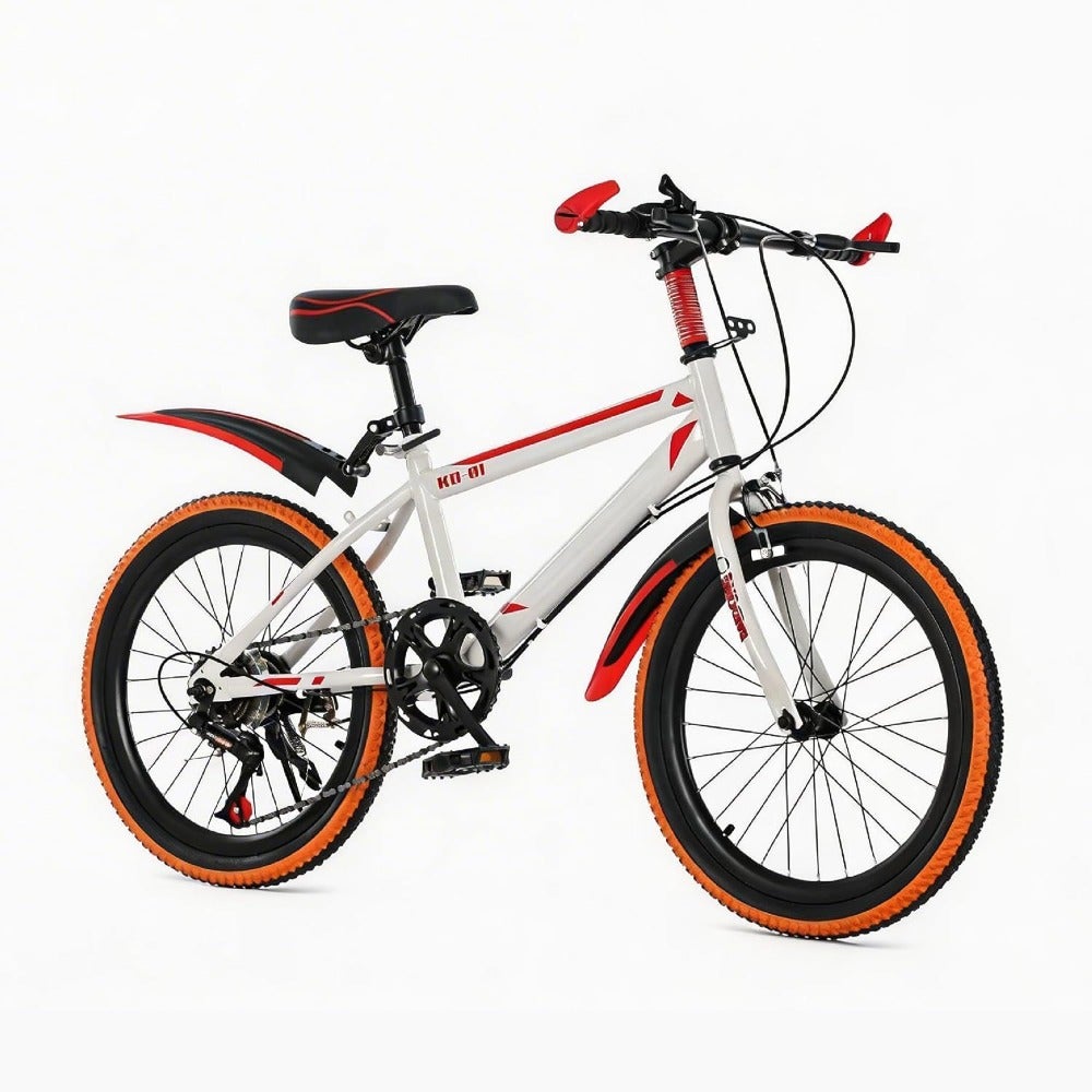 ' Mountain Bike for 5-12 Years 20 Inch 95 Pre-Assembled High-Tensile Steel Frame Front Rear Brakes Adjustable Seat Red White Great Gift for Boys