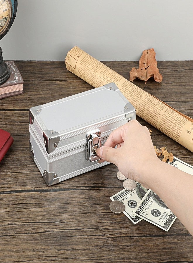 Hipiwe Lockable Cash Box Aluminium Alloy Money Box for Cash Money Storage Box Cash Box with Lock Single Row Currency Tray Cash Organizer Piggy Bank - Image 5