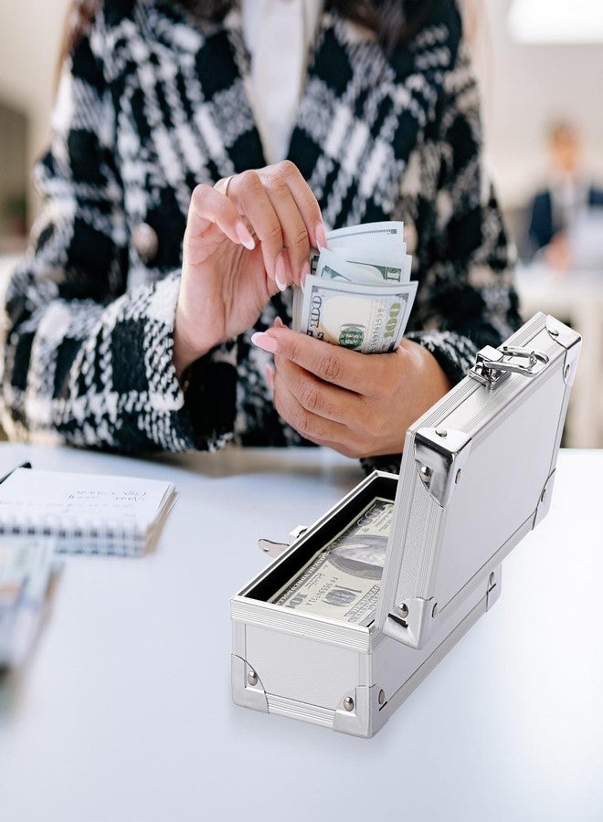 Hipiwe Lockable Cash Box Aluminium Alloy Money Box for Cash Money Storage Box Cash Box with Lock Single Row Currency Tray Cash Organizer Piggy Bank - Image 2