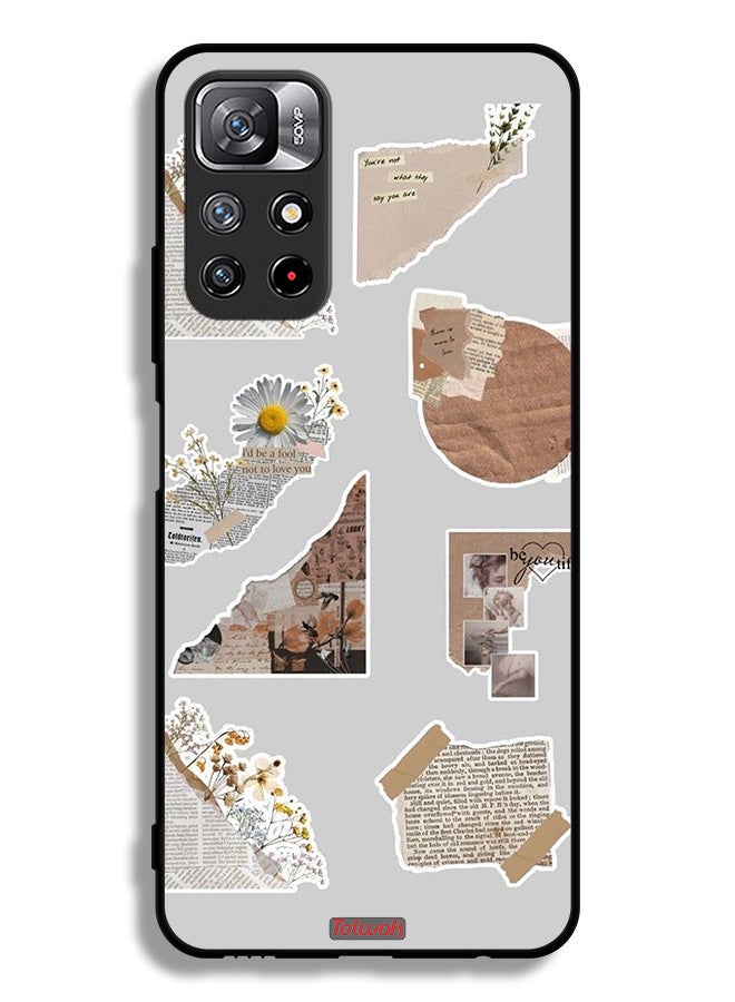 Tolwak Xiaomi Redmi Note 11 4G Protective Case Cover Pieces Of Paper Stickers - Image 2