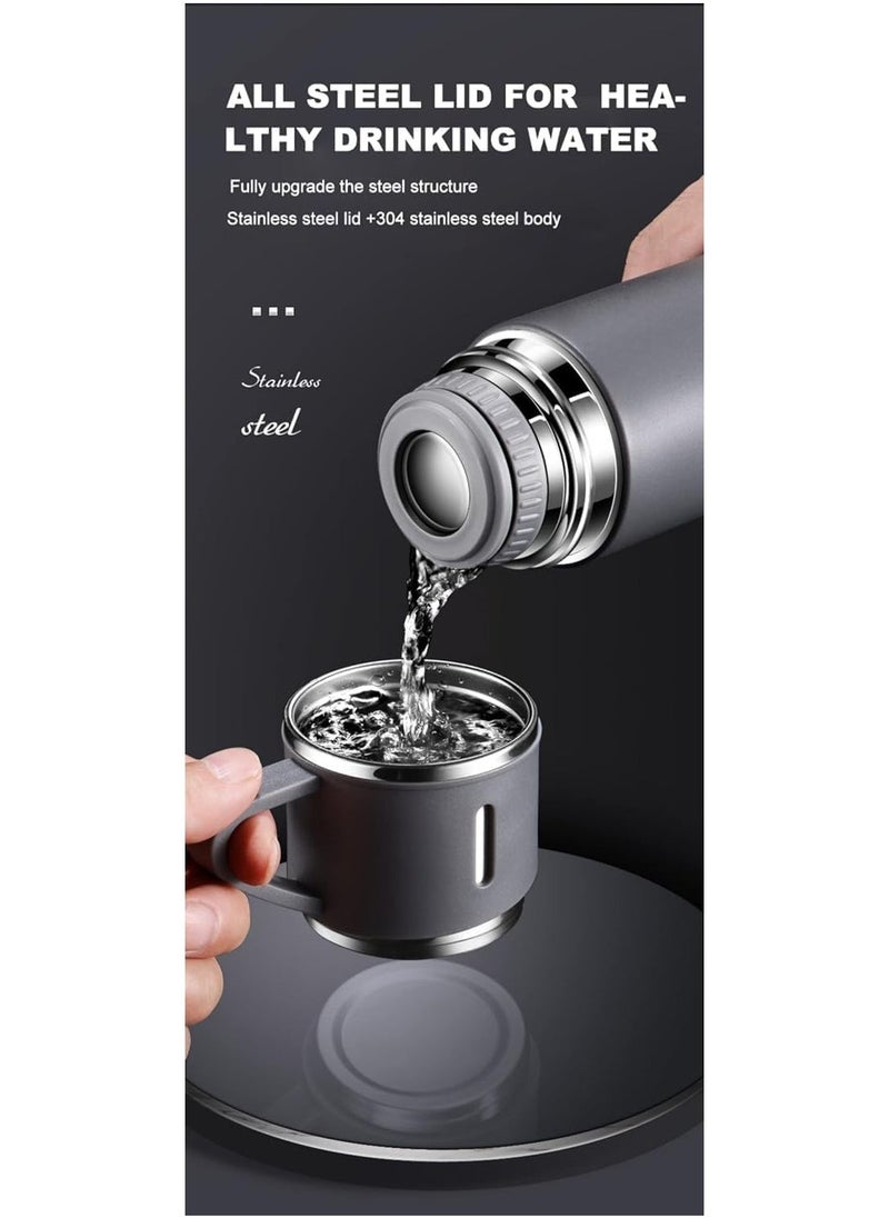 ELTRAZONE NEW Vacuum Insulated Flask 500ml/17.6oz Stainless Steel Thermo-Bottle with Cup for Coffee, Water, Hot & Cold Drinks – Gray - Image 5