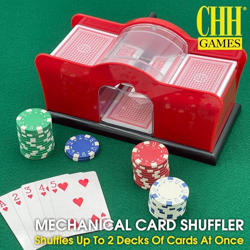 CHH Hand Cranked Card Shuffler – Manual Card Shuffler for Standard or Bridge-Sized Playing Cards – Quiet and Easy to Use - Designed for 2 Decks - Image 2
