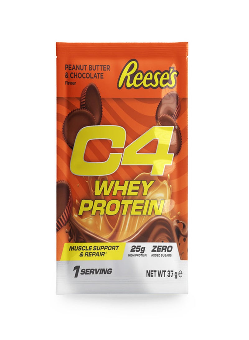 Cellucor C4 Whey Protein Powder – Reese's Peanut Butter Cup Flavor 25g Protein, 0g Added Sugar Trial Sample Sachet 37g 1 Serving