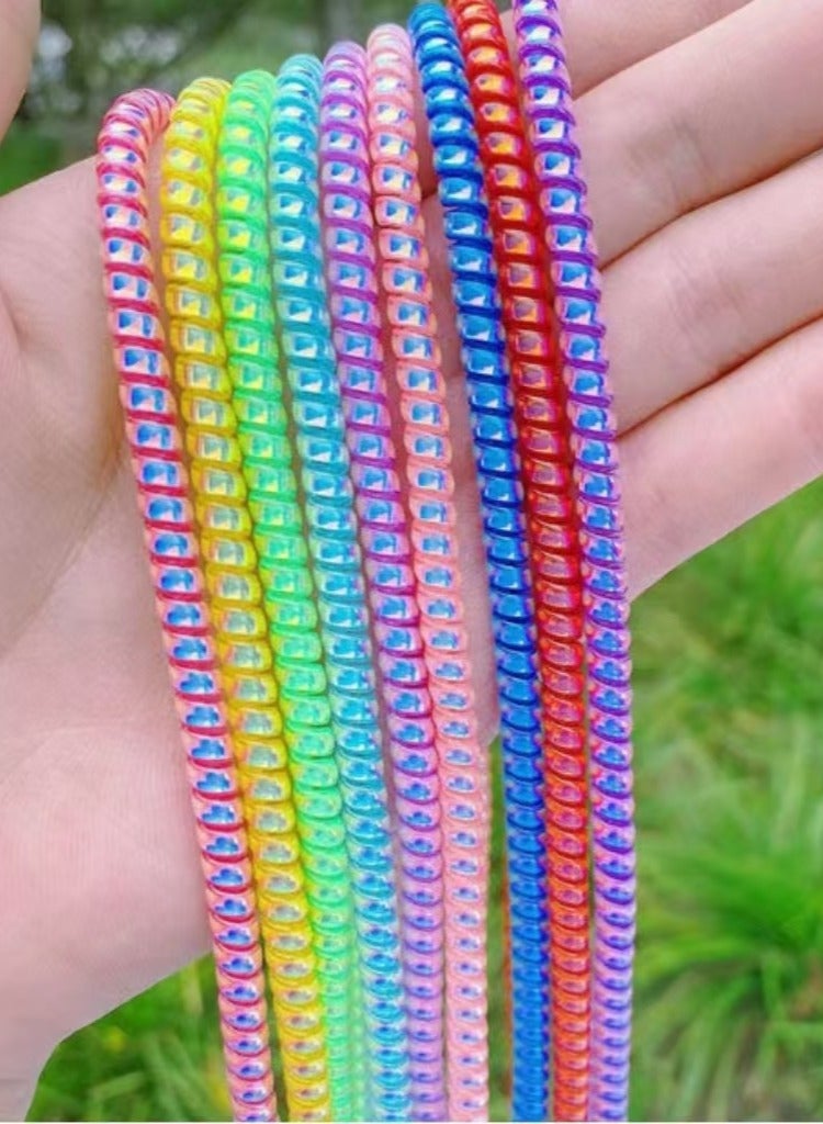 6 Pack 140.0cm Laser Color USB Charging Cable Protector Headphone Cable Wrap Rope  - Image 1
