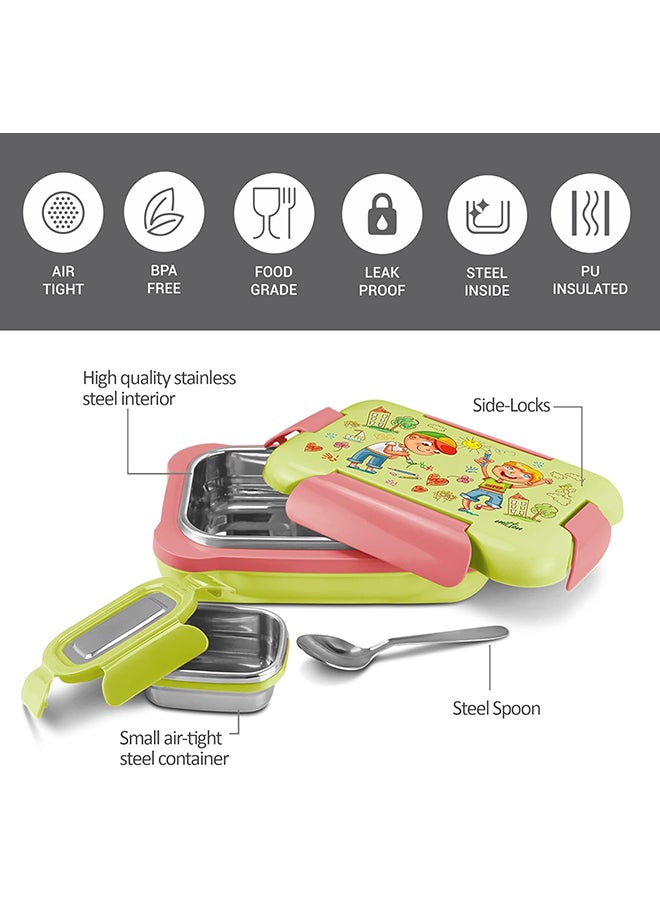 Milton صندوق تيفين صغير معزول للوجبات، 600 مل، مع حاوية داخلية من الفولاذ المقاوم للصدأ، 120 مل وملعقة، ألوان متنوعة - Image 3